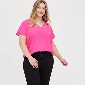 PINK GEORGETTE CAGE FRONT BLOUSE 1x New With Tags Sku#14935786